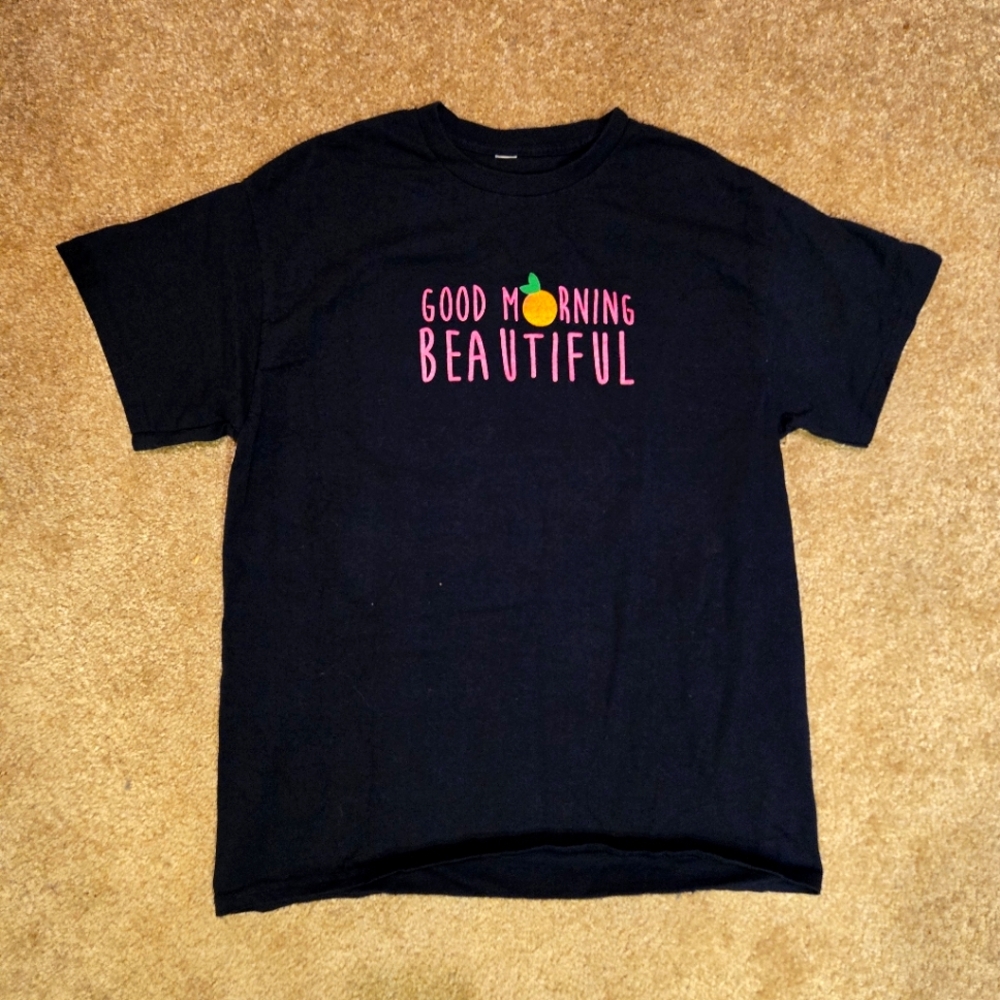 Good Morning Beautiful Black T-Shirt Bayside Skillet Ocean City Maryland - Picture 1 of 8